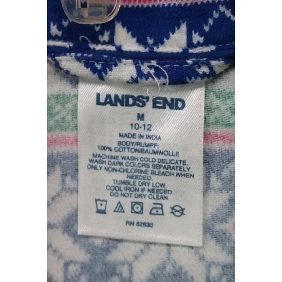 Land's End Flannel Pajama Sleep Shirt-Size Medium-Button Up - Picture 3 of 7